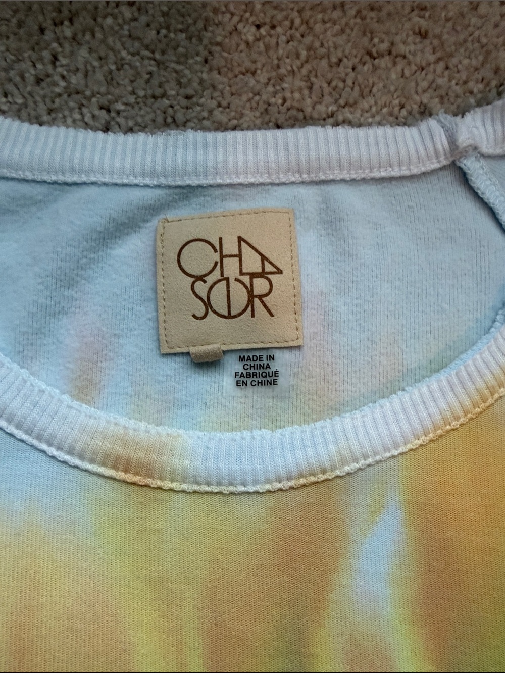 Chaser Women's Long Sleeve Tie-Dye crop sweatshirt in Blue, Yellow & Peach - Picture 4 of 5